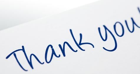 Mit Kugelschreiber geschriebenes "Thank you".
